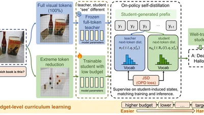 Fewer Tokens, More Self-Teaching: On-Policy Self-Distillation for Extreme Visual Token Reduction featured image